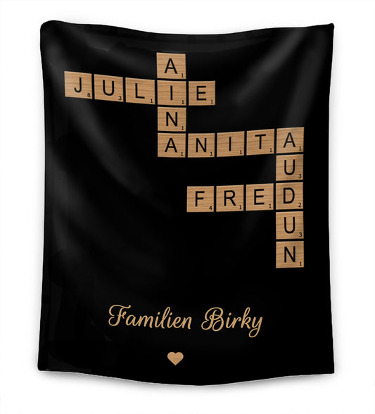 Personlig familiekryssordteppe – Tilpasset julegave til familien