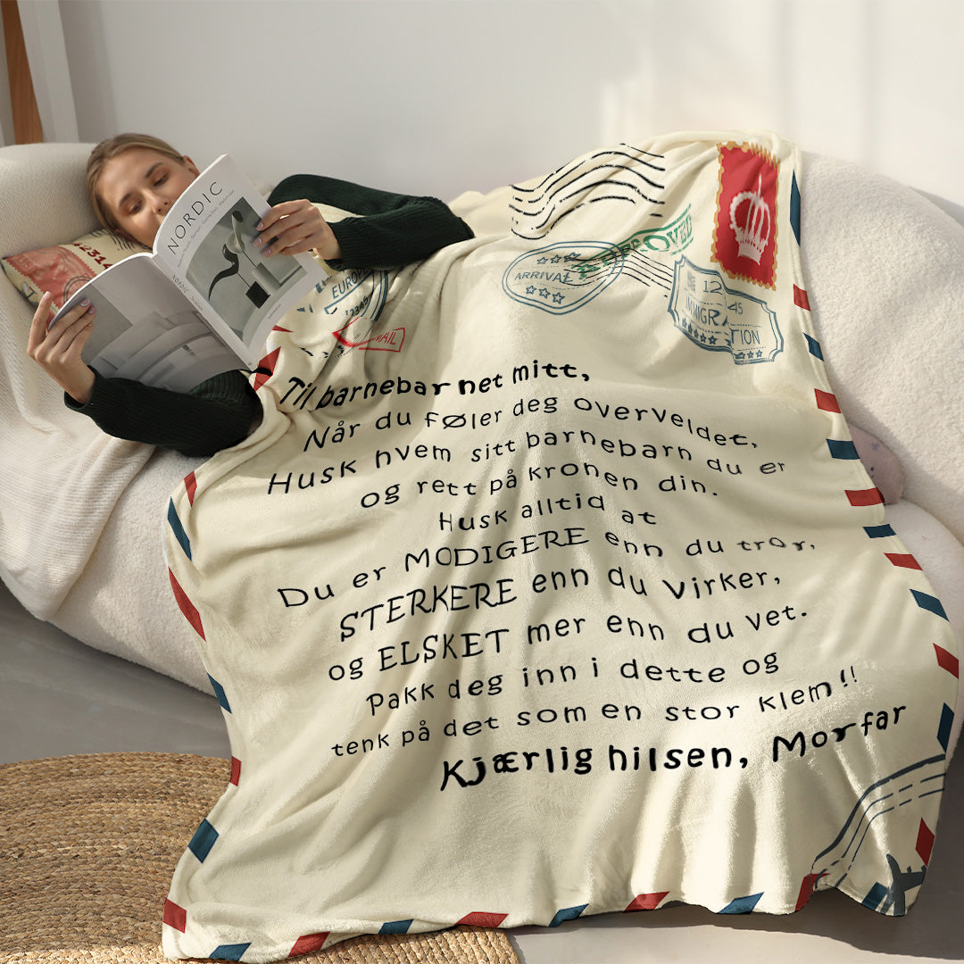 Bestefar/Farfar/Morfar – Til mitt barnebarn -Førsteklasses Pledd™