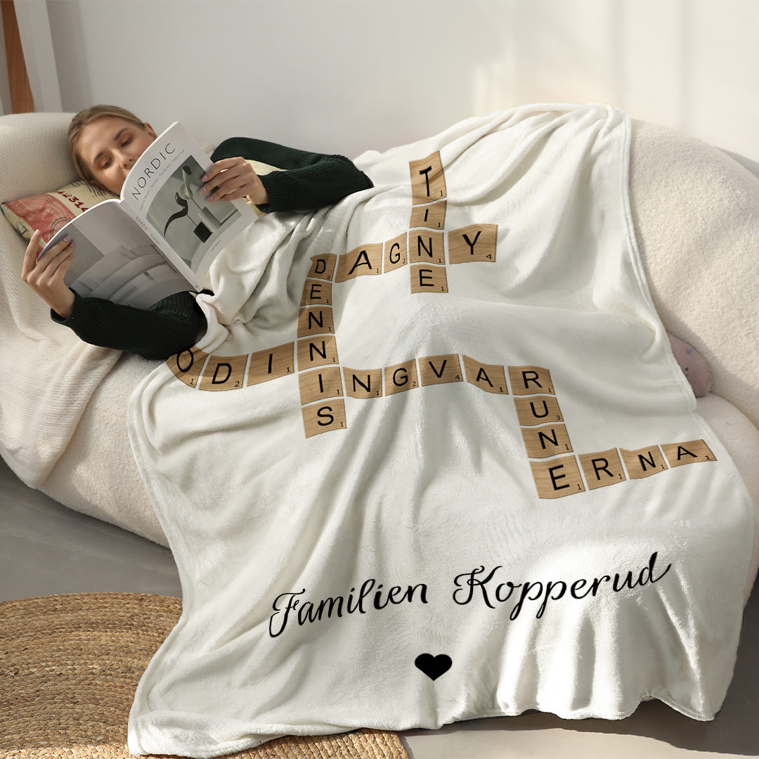 Personlig familiekryssordteppe – Tilpasset julegave til familien