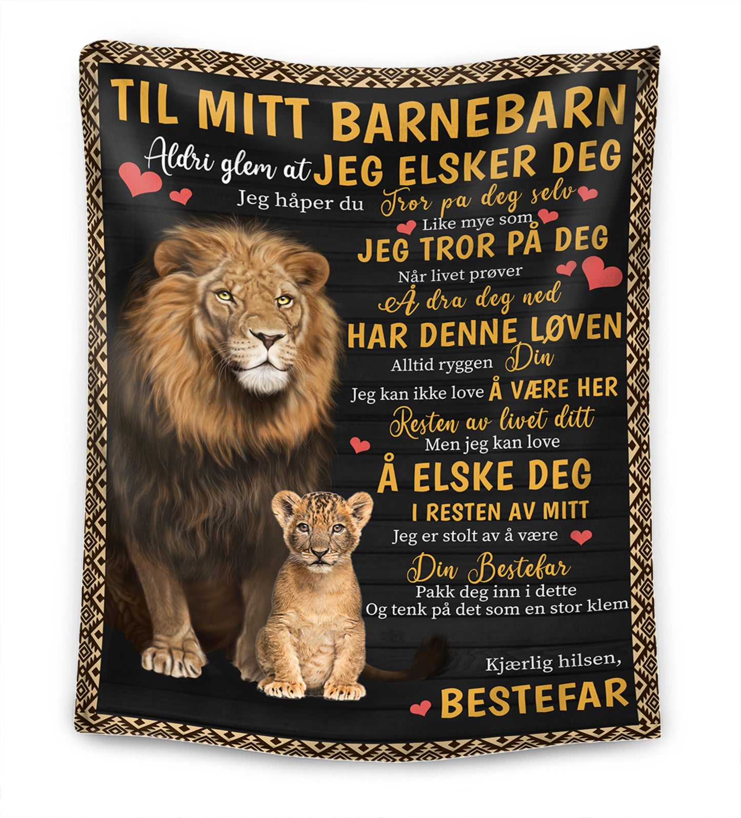 Jeg har alltid ryggen din- Bestefar/Farfar/Morfar – Til mitt barnebarn -Førsteklasses Pledd™