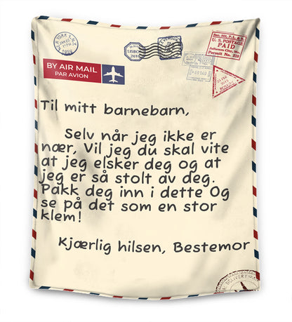 Bestemor/Mormor/Farmor – Til mitt barnebarn - Førsteklasses Pledd™ Ver. 3